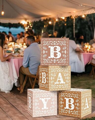 KARAQY 4PCS CIELITO Lindo Party Decoration ، صناديق الأطفال المكسيكية مع رسائل للاستحمام الطفل تكشف عن زخارف حفلات عيد الميلاد (10 * 10 * 10 بوصات) in Kuwait