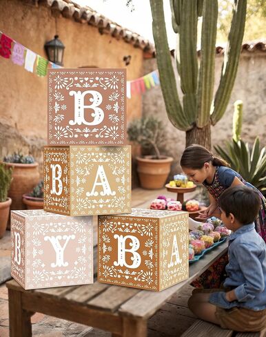 KARAQY 4PCS CIELITO Lindo Party Decoration ، صناديق الأطفال المكسيكية مع رسائل للاستحمام الطفل تكشف عن زخارف حفلات عيد الميلاد (10 * 10 * 10 بوصات) in Kuwait