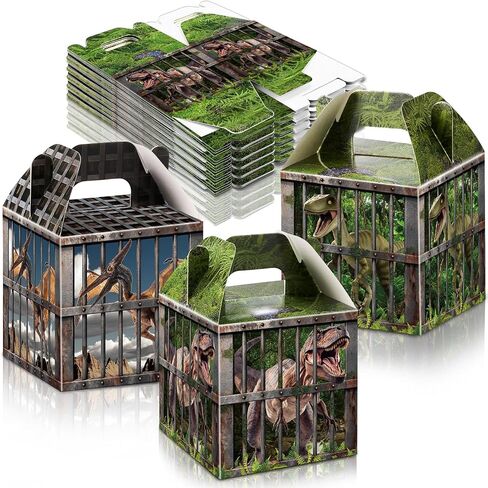 DoubleFill 12 Pcs Dinosaur Party Supplies Treat Boxes Dino Party Favor Boxes Tropical Jungle Dinosaur Gift Box Table Centerpieces Photography Props Decorations for Birthday Halloween Christmas in Saudi Arabia
