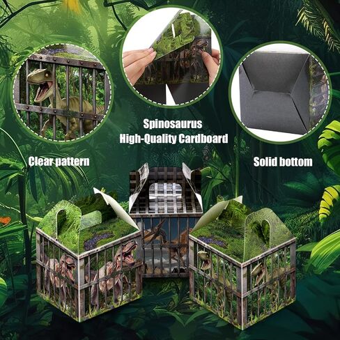 DoubleFill 12 Pcs Dinosaur Party Supplies Treat Boxes Dino Party Favor Boxes Tropical Jungle Dinosaur Gift Box Table Centerpieces Photography Props Decorations for Birthday Halloween Christmas in Saudi Arabia