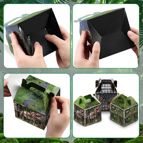 DoubleFill 12 Pcs Dinosaur Party Supplies Treat Boxes Dino Party Favor Boxes Tropical Jungle Dinosaur Gift Box Table Centerpieces Photography Props Decorations for Birthday Halloween Christmas in Saudi Arabia
