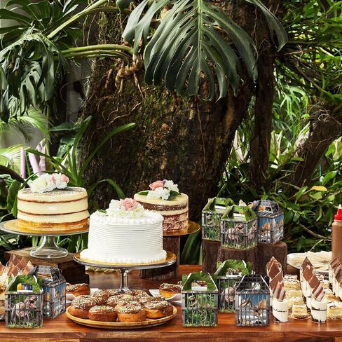 DoubleFill 12 Pcs Dinosaur Party Supplies Treat Boxes Dino Party Favor Boxes Tropical Jungle Dinosaur Gift Box Table Centerpieces Photography Props Decorations for Birthday Halloween Christmas in Saudi Arabia