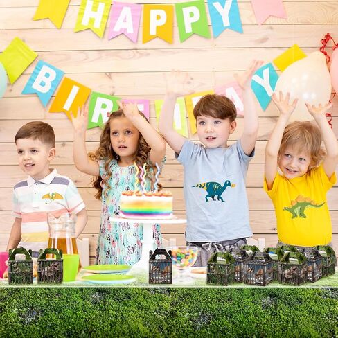 DoubleFill 12 Pcs Dinosaur Party Supplies Treat Boxes Dino Party Favor Boxes Tropical Jungle Dinosaur Gift Box Table Centerpieces Photography Props Decorations for Birthday Halloween Christmas in Saudi Arabia