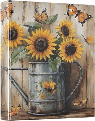 3 رنين Binder Butterfly عباد الشمس الصفراء الخشبية 1.5 بوصة المجلدات ثلاثة رنين مع الحافظة ملائمة 8.5 '× 11' 'ورقة 3 بوليون بولي in Saudi Arabia