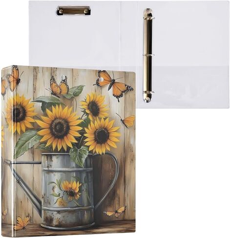 3 رنين Binder Butterfly عباد الشمس الصفراء الخشبية 1.5 بوصة المجلدات ثلاثة رنين مع الحافظة ملائمة 8.5 '× 11' 'ورقة 3 بوليون بولي in Saudi Arabia