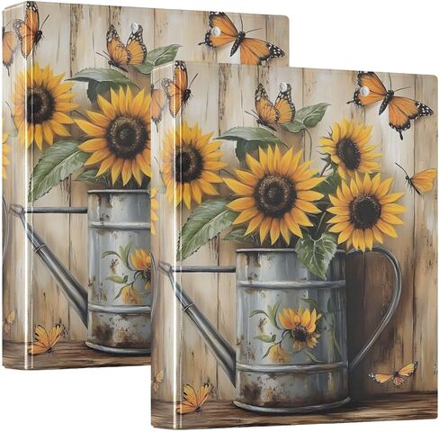 3 رنين Binder Butterfly عباد الشمس الصفراء الخشبية 1.5 بوصة المجلدات ثلاثة رنين مع الحافظة ملائمة 8.5 '× 11' 'ورقة 3 بوليون بولي in Saudi Arabia