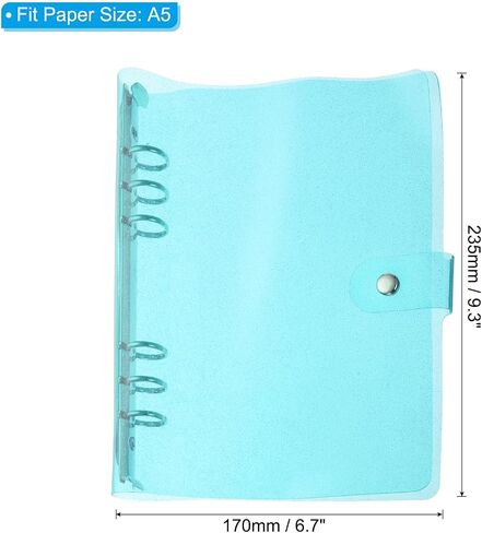 PATIKIL A5 Clear Binder Cover, Soft PVC Bling Loose Leaf Binder Protector Refillable Notebook Shell with Snap Button Closure for DIY Meeting Notebook Folder, Blue in Saudi Arabia