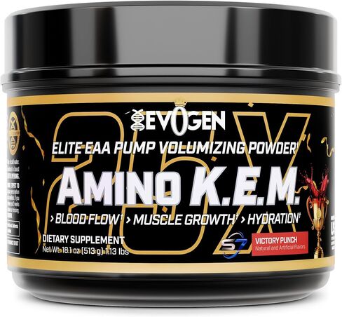 Evogen AminoKEM | Premium Essential Amino Acid, Nitric Oxide, Betaine anhydrous, S7, Recovery, volumizing, Pump Catalyst | Sour Watermelon in Kuwait