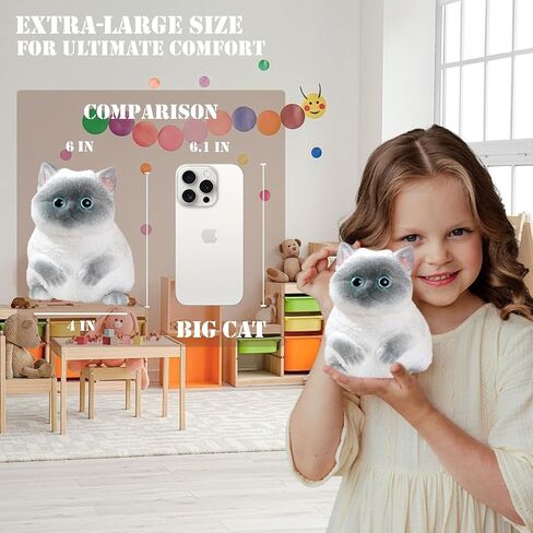Big taba Squishy Cat, Handmade Squishy Cat for Adult/Kids, Stress Relief, Cute & Soft Cat Design, Perfect Squeeze Toys Gift for Relaxation and Fun - Dress Up Your Own Squishies Cat(Siamese) in Saudi Arabia