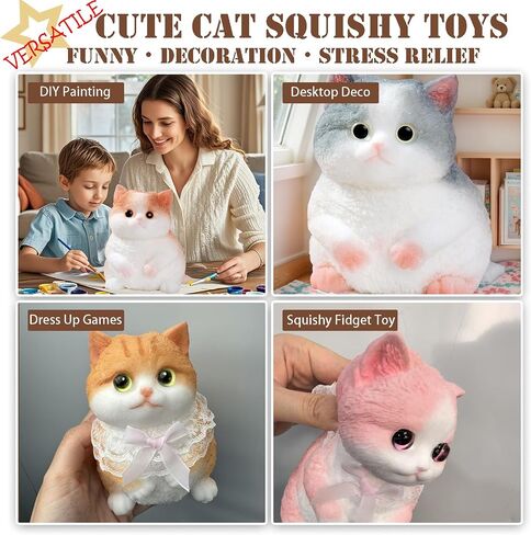 Big taba Squishy Cat, Handmade Squishy Cat for Adult/Kids, Stress Relief, Cute & Soft Cat Design, Perfect Squeeze Toys Gift for Relaxation and Fun - Dress Up Your Own Squishies Cat(Siamese) in Saudi Arabia