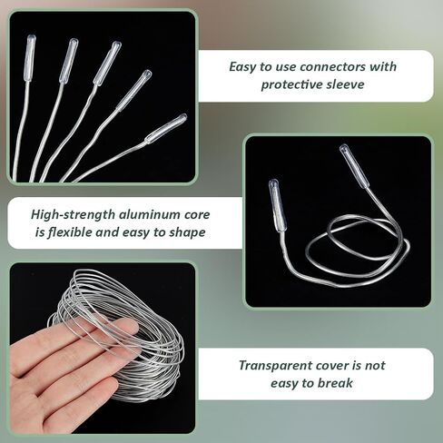 BENECREAT 98Feet Clear PVC Plastic Coated Aluminum Wire, 16 Gauge Jewelry Craft Wire Aluminum Wire for Engraving, Jewelry, Hat and Hair Accessories Making in Saudi Arabia