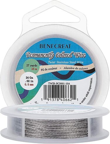 BENECREAT 0.5MM 82FT Twist Stainless Steel Wire Stainless Bead String Wire for Necklace Bracelet Making (3 Strands) in Saudi Arabia