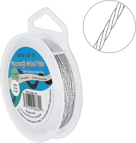 BENECREAT 0.5MM 82FT Twist Stainless Steel Wire Stainless Bead String Wire for Necklace Bracelet Making (3 Strands) in Saudi Arabia