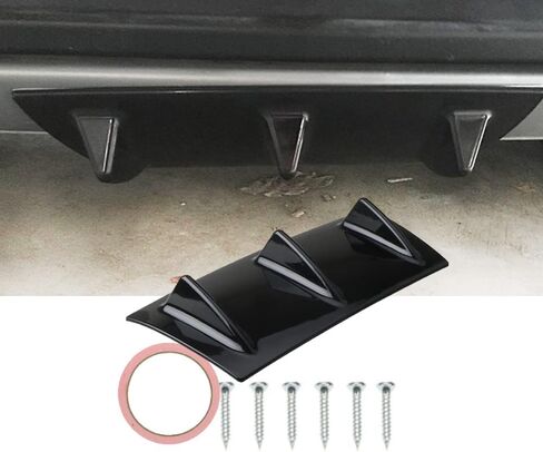 Universal Car Spoiler, Rear Bumper Lip Diffuser Spoilers Car Chassis Black Shark Fin 3/5/7 Wing Spoiler Kit, ABS Carbon Fiber Style (Carbon Fiber Black,3 Wing) in Saudi Arabia