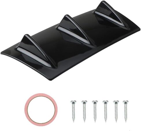 Universal Car Spoiler, Rear Bumper Lip Diffuser Spoilers Car Chassis Black Shark Fin 3/5/7 Wing Spoiler Kit, ABS Carbon Fiber Style (Carbon Fiber Black,3 Wing) in Saudi Arabia