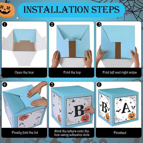 Epakh 4 Pcs Halloween Balloons Boxes Baby Shower Decorations Blue a Little Boo Is Almost Due Ghost Pumpkin Spider Balloon Boxes with Letters for Halloween Baby Shower Gender Reveal Birthday Party in Saudi Arabia