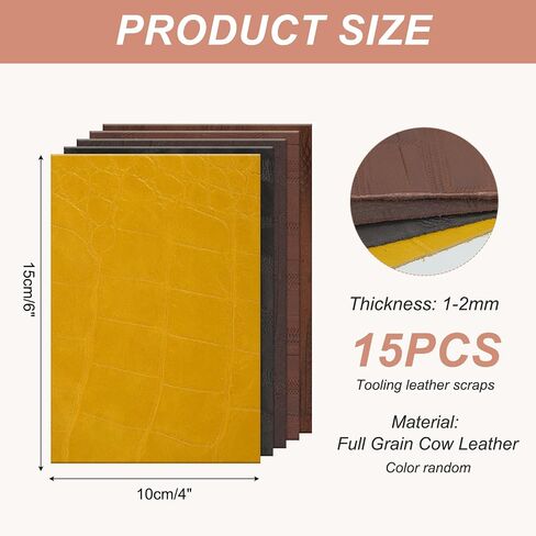 MECCANIXITY Leather Scraps, 6 x 4 Inch Leather Pieces Artificial Cow Leathers for Crafts, Bags, Jewelry Making, Craft Supplies, DIY Projects (Pack of 15, Special Texture) in Saudi Arabia