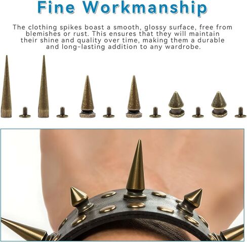 80sets Spike Studs for Clothing,Bronze Multi Spikes and Studs Kit for Clothes Crafts 7x40mm 10x25mm 8x12mm in Kuwait