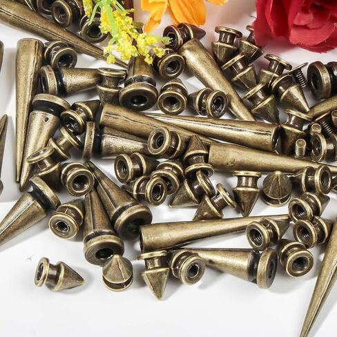 80sets Spike Studs for Clothing,Bronze Multi Spikes and Studs Kit for Clothes Crafts 7x40mm 10x25mm 8x12mm in Kuwait