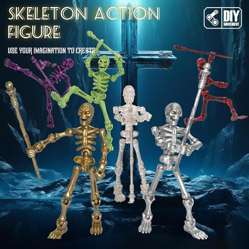 6 Pack T13 Action Actions Set-Halloween Skeleton Action Figure Titan 13/Dummy 13/Lucky 13 ، DIY متعددة المفصلات Mini Heledon Toy Halloween Miniatures Decor in Kuwait