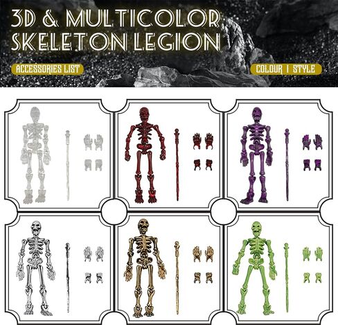 6 Pack T13 Action Actions Set-Halloween Skeleton Action Figure Titan 13/Dummy 13/Lucky 13 ، DIY متعددة المفصلات Mini Heledon Toy Halloween Miniatures Decor in Kuwait