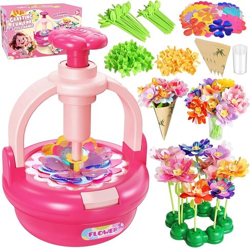 ألعاب باقات زهرة Einailvk Flower ، طقم صنع الزهور DIY للأطفال 3 4 5 6 7 8 9 10 11 12 12 سنة عيد ميلاد هدية عيد الميلاد ، وألعاب مجموعة الفن والحرف للفتيات من 3 إلى 12 سنة (وردي) in Kuwait