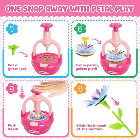 ألعاب باقات زهرة Einailvk Flower ، طقم صنع الزهور DIY للأطفال 3 4 5 6 7 8 9 10 11 12 12 سنة عيد ميلاد هدية عيد الميلاد ، وألعاب مجموعة الفن والحرف للفتيات من 3 إلى 12 سنة (وردي) in Kuwait