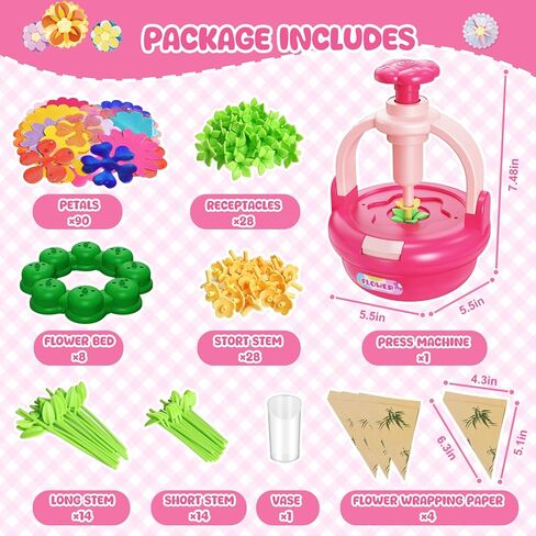 ألعاب باقات زهرة Einailvk Flower ، طقم صنع الزهور DIY للأطفال 3 4 5 6 7 8 9 10 11 12 12 سنة عيد ميلاد هدية عيد الميلاد ، وألعاب مجموعة الفن والحرف للفتيات من 3 إلى 12 سنة (وردي) in Kuwait