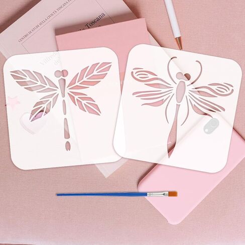 FINGERINSPIRE 9 Pcs Fruit Painting Stencil with Brush 5.9x5.9inch Watermelon Pear Strawberry Orange Drawing Template Avocado Peach Pineapple Cherry Stencil for Painting on Wood Wall Fabric Furniture in Saudi Arabia