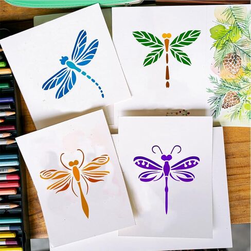 FINGERINSPIRE 9 Pcs Fruit Painting Stencil with Brush 5.9x5.9inch Watermelon Pear Strawberry Orange Drawing Template Avocado Peach Pineapple Cherry Stencil for Painting on Wood Wall Fabric Furniture in Saudi Arabia