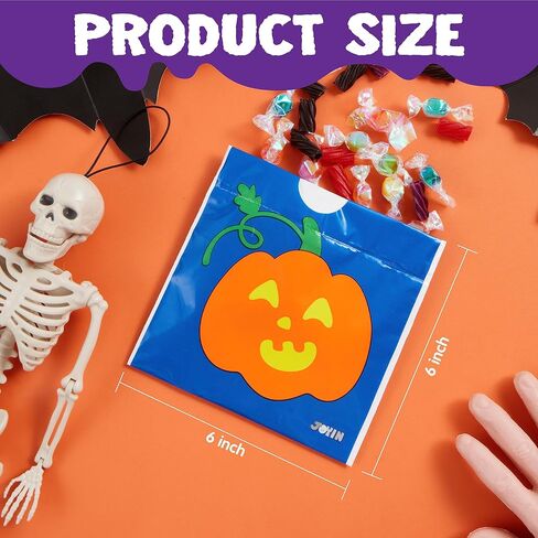 Joyin 96 PCS Halloween Armetring Candy Calcs ، Trick Trick أو Treat Goodie Bags بشكل كبير ، 6 تصميمات هدايا هالوين بلاستيكية للأطفال خدعة أو علاج ، فتيات الفتيات يفضل الإمداد in Saudi Arabia