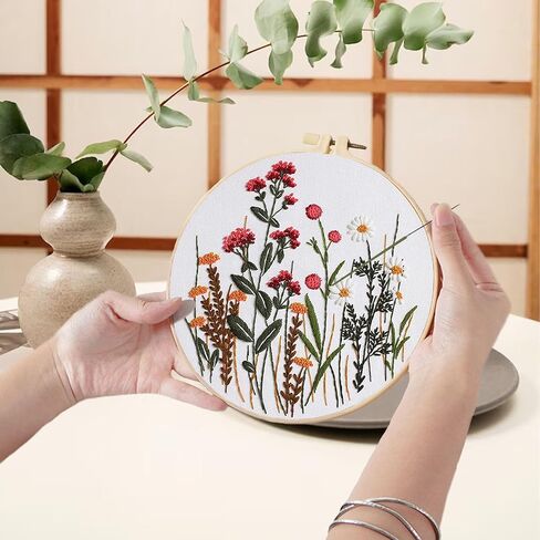 Ohcol 4 Pack Embroidery Kit for Beginners,Needlepoint Cross Stitch Kits for Adults,Needle Point Sets with Bee Flower Pattern in Saudi Arabia