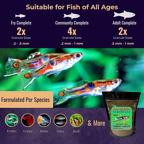8oz جميع المراحل guppy superfood ، طاقة التغذية الكاملة ، تعزيز الألوان ، 4 أحجام الحبيبات الصغيرة لتغذية القلي ، وموضح للغاية لمدة 4 أيام in Saudi Arabia
