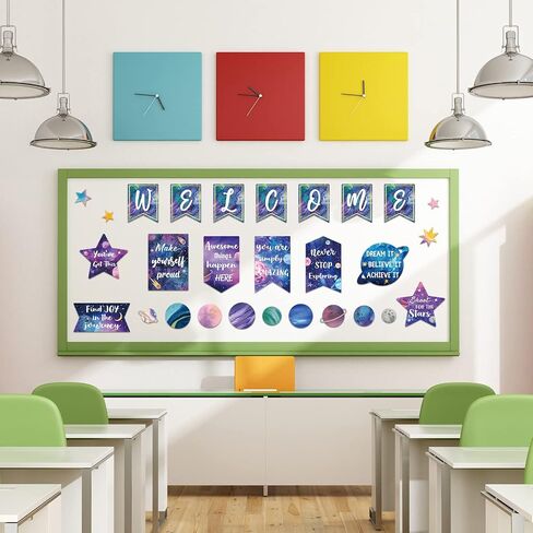 Outus 28 Pcs Welcome to Space Bulletin Board Posters Outer Space Classroom Decorations Galaxy Star Motivational Cutouts Inspirational Quotes Posters for Teachers Students Home School Supplies in Saudi Arabia