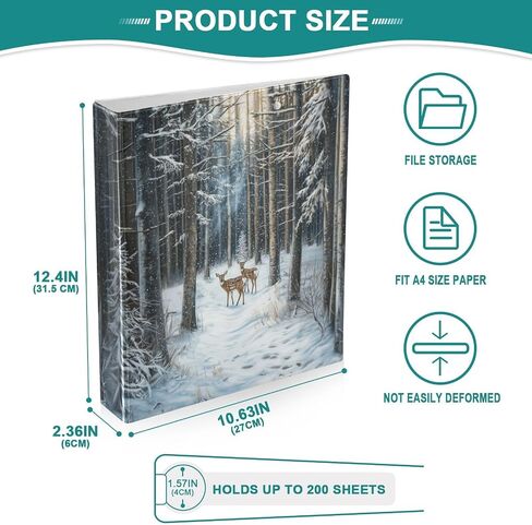 Rustic Christmas Trees Winter Holiday 3 Ring Binder 1.5" Decorative D-Ring Binder with Clipboard&3 Clear Pockets, Holds 200 Sheets A4 Size Paper Waterproof Binders for School Home Office in Saudi Arabia