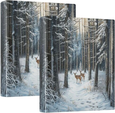 Rustic Christmas Trees Winter Holiday 3 Ring Binder 1.5" Decorative D-Ring Binder with Clipboard&3 Clear Pockets, Holds 200 Sheets A4 Size Paper Waterproof Binders for School Home Office in Saudi Arabia