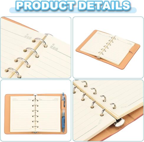 Patikil 6 Ring Binder Cover ، A7 Leather Notebook Binder Mini Leaflable Leaf Leaf Planner With 50 Sheets Line Paper ، Green in Saudi Arabia