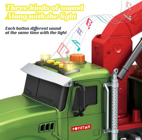 15 بوصة ، تعمل لعبة Truck Truck Truck 15 بوصة مع رافعة تحميل ، 6 سجلات خشبية وأضواء/أصوات - لعب مركبة هدية للبنين فتيات الأطفال الأعمار من 3-7 in Kuwait
