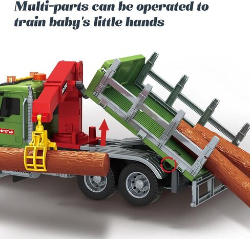 15 بوصة ، تعمل لعبة Truck Truck Truck 15 بوصة مع رافعة تحميل ، 6 سجلات خشبية وأضواء/أصوات - لعب مركبة هدية للبنين فتيات الأطفال الأعمار من 3-7 in Kuwait