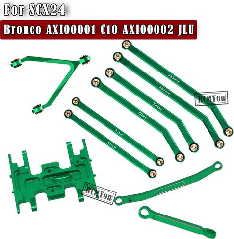ترقيات RC جزء من روابط هيكل الخلوص العالي وربقة التزلج وربط قضيب التوجيه ل 1/24 SCX24 BRONCO AXI00001 C10 AXI00002 JLU 1/24 RC Crawler （Green） in Saudi Arabia