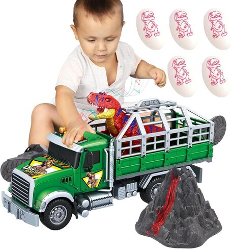15 بوصة ، تعمل لعبة Truck Truck Truck 15 بوصة مع رافعة تحميل ، 6 سجلات خشبية وأضواء/أصوات - لعب مركبة هدية للبنين فتيات الأطفال الأعمار من 3-7 in Kuwait