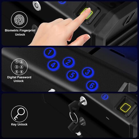 Gun Safe, Biometric Gun Safes for Handgun with 3 Ways Unlock Fingerprint Digital PIN Key Fingerprint Quick Access Pistol Safe for Car Nightstand Living Room in Saudi Arabia