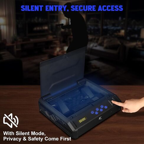 Gun Safe, Biometric Gun Safes for Handgun with 3 Ways Unlock Fingerprint Digital PIN Key Fingerprint Quick Access Pistol Safe for Car Nightstand Living Room in Saudi Arabia