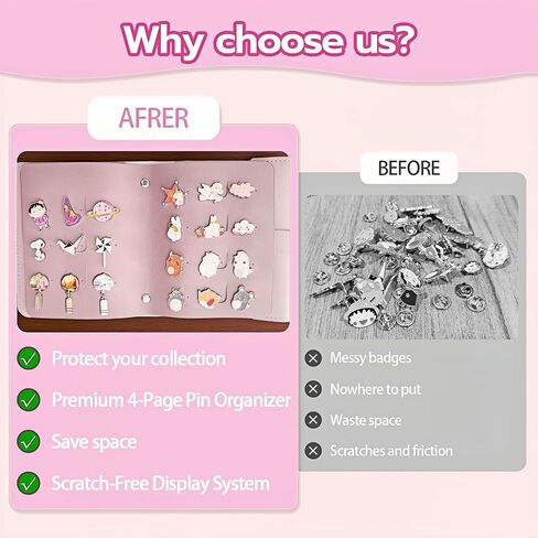 Enamel Pin Display Book - 4 Page Leather Travel Organizer for Collectors, Portable Lapel Pin Holder with Secure Storage, Compact Pin Trading Book (pink) in Kuwait