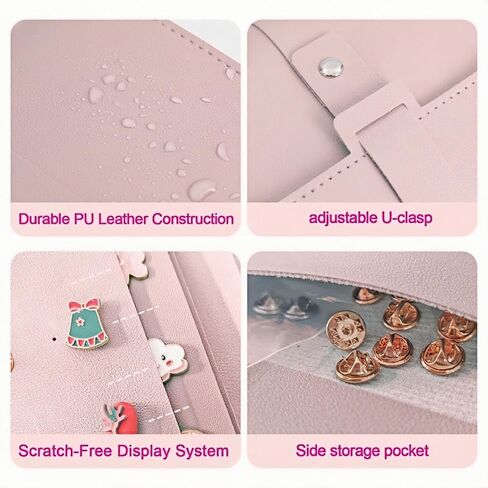 Enamel Pin Display Book - 4 Page Leather Travel Organizer for Collectors, Portable Lapel Pin Holder with Secure Storage, Compact Pin Trading Book (pink) in Kuwait