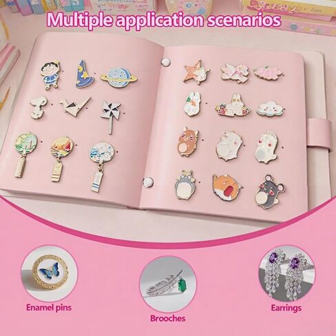 Enamel Pin Display Book - 4 Page Leather Travel Organizer for Collectors, Portable Lapel Pin Holder with Secure Storage, Compact Pin Trading Book (pink) in Kuwait