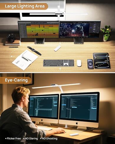 TROND LED Desk Lamp with Clamp - 1500LM Super Bright Architect Desk Light, 25 Lighting with Remote or Touch Control, Eye-Caring Clip on Light, for Home Office, Computer Monitor, Reading, Study, Work in Kuwait