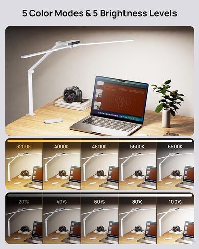 TROND LED Desk Lamp with Clamp - 1500LM Super Bright Architect Desk Light, 25 Lighting with Remote or Touch Control, Eye-Caring Clip on Light, for Home Office, Computer Monitor, Reading, Study, Work in Kuwait