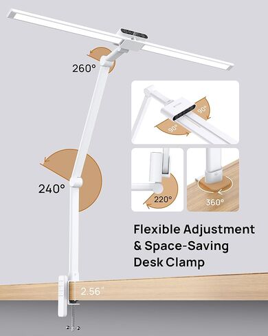 TROND LED Desk Lamp with Clamp - 1500LM Super Bright Architect Desk Light, 25 Lighting with Remote or Touch Control, Eye-Caring Clip on Light, for Home Office, Computer Monitor, Reading, Study, Work in Kuwait