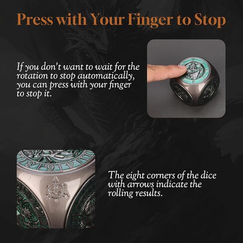 DND Spinner Dice, Unique Metal 7 in 1 D&D Cube Fidget Dice with 3D Relief for Dungeons and Dragon, Fantasy Role Playing Game Tabletop RPG Accessories Gift for DM & Player (Copper-Blue) in Kuwait